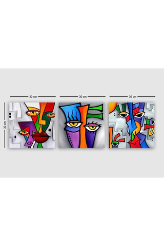3 quadri Faces - Thomas C. Fedro  -  30 x 30 cm