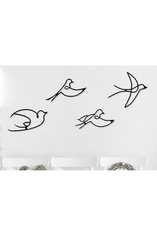 Decorazione da parete 4 Uccelli - Nero - 30 x 16,5 cm - 29 x 16,5 cm - 29 x 14,5 cm -29 x 26 cm