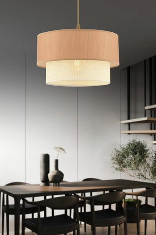 Lampadario Echo Hazeran - Marrone chiaro ed effetto vimini - 60 W