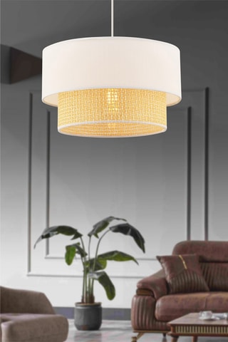 Lampadario Echo Hazeran - Bianco ed effetto vimini - 60 W
