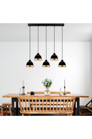 Lampadario Yildo - Nero e dorato - 5 x 40 W