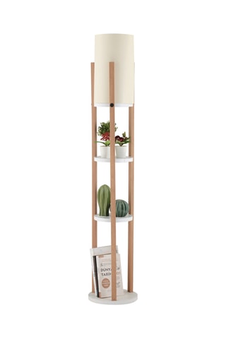 Lampadaire Povimento - Doré et naturel - 45 - 60 W
