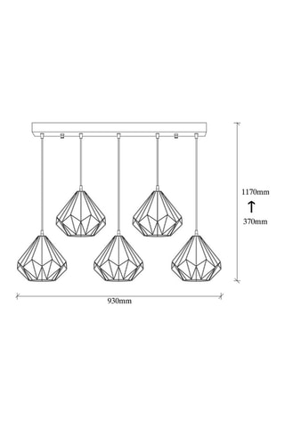 Suspension Diamond - Noir - 5 x 100 W