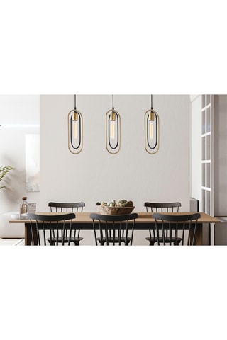 Lampadario Cerco - Nero e dorato - 3 x 60 W