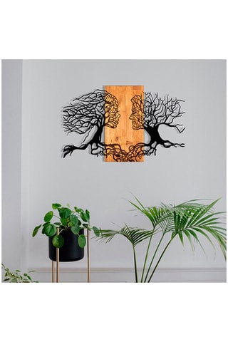Decorazione da parete in legno - 92 x 58 x 3 cm - Neutro e nero