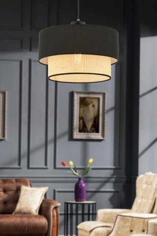 Lampadario Echo Hazeran - Nero ed effetto vimini - 60 W