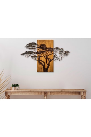 Decorazione da parete in legno Acacia Tree - 90 x 58 x 3 cm - Neutro e nero