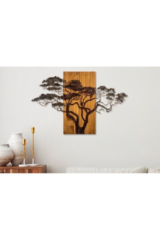 Decorazione da parete in legno Acacia Tree - 90 x 58 x 3 cm - Neutro e nero