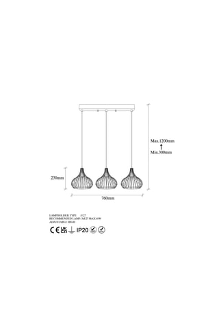 Lampadario Teldamla - Dorato brillante - 3 x 40 W