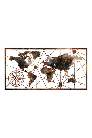 Décoration murale World Map Large - 120 x 60 cm - Marron