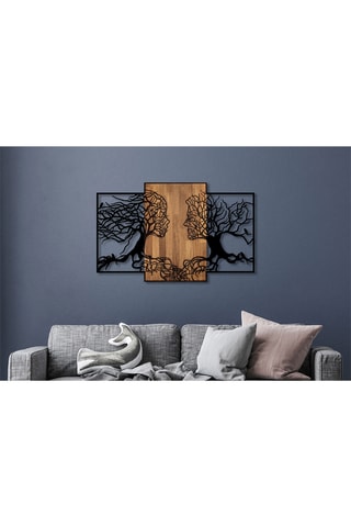 Decorazione da parete in legno - 125 x 3 x 79 cm - Neutro e nero