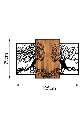 Decorazione da parete in legno - 125 x 3 x 79 cm - Neutro e nero
