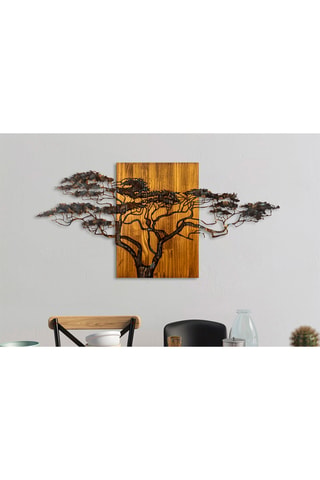 Decorazione da parete in legno Acacia Tree - 144 x 70 x 3 cm - Neutro e nero