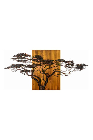 Decorazione da parete in legno Acacia Tree - 144 x 70 x 3 cm - Neutro e nero