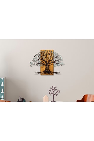 Decorazione da parete in legno Willow - 80 x 58 cm - Neutro e nero