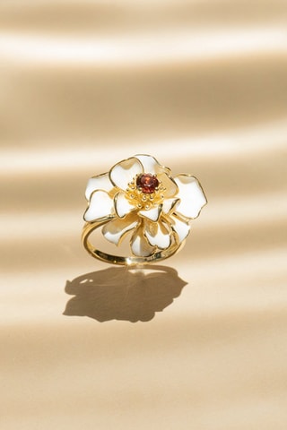 Bague Fleur flamboyante Or jaune et grenat