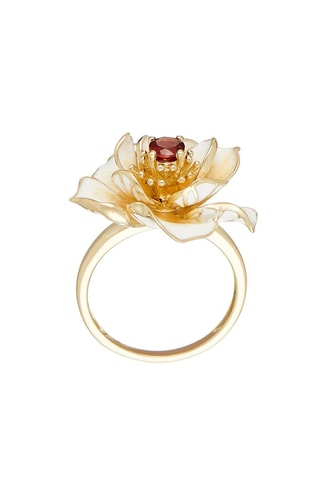 Bague Fleur flamboyante Or jaune et grenat