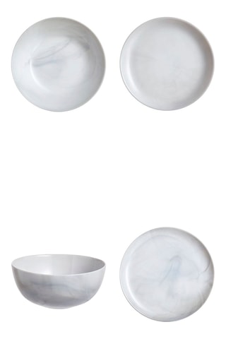 Service de table 24 pièces en verre opale Diwali - 6 x 12, 6 x 19, 6 x 20 et 6 x 25 cm