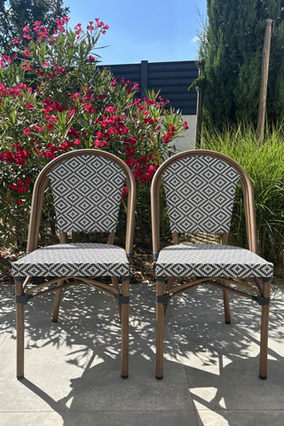 2 fauteuils empilables de jardin Bistro - Bleu - En textilène