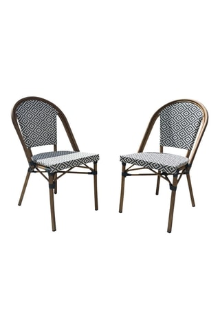 2 fauteuils empilables de jardin Bistro - Bleu - En textilène