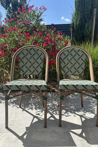 2 fauteuils empilables de jardin Bistro - Vert - En textilène