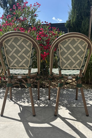 2 fauteuils empilables de jardin Bistro - Vert - En textilène