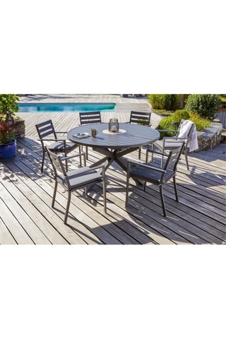 Ensemble de jardin Pelosa - 6 places - Fauteuils empilables - Table extensible