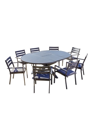 Ensemble de jardin Pelosa - 8 places - Fauteuils empilables - Table extensible