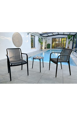 2 fauteuils de jardin empilables Tiago - Noir