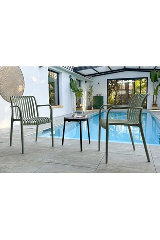 2 fauteuils de jardin empilables Tiago - Vert olive