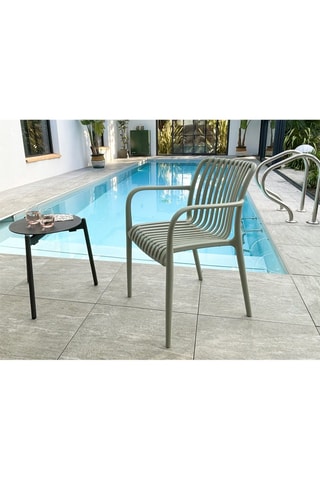 2 fauteuils de jardin empilables Tiago - Vert olive