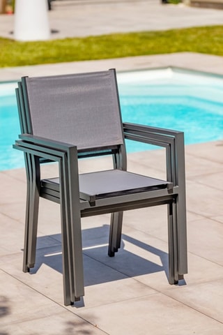 2 fauteuils de jardin empilables Tolede - Gris anthracite