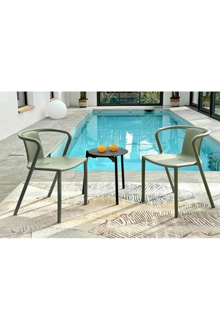 2 fauteuils de jardin empilables Diego  -  Vert olive