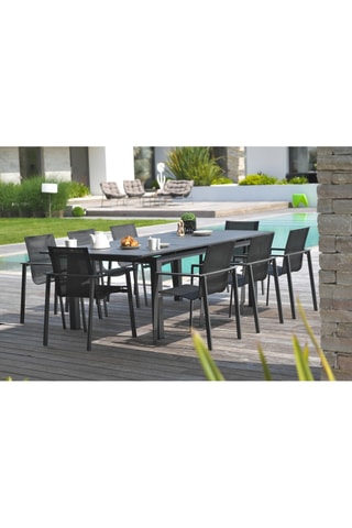 Ensemble de jardin Miami - 8 places - Fauteuils empilables - Table extensible
