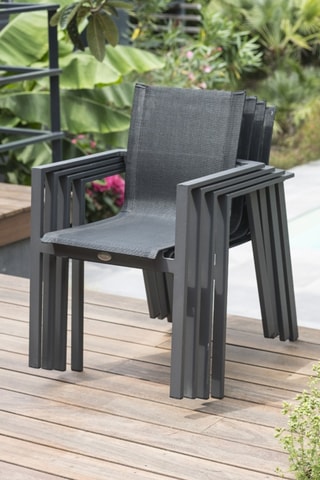 Ensemble de jardin Miami - 8 places - Fauteuils empilables - Table extensible