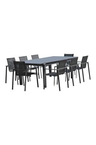 Ensemble de jardin Miami - 8 places - Fauteuils empilables - Table extensible