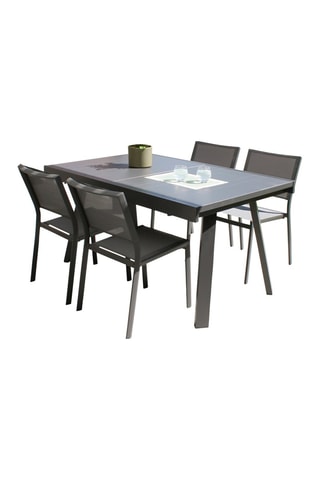 Ensemble de jardin Stockholm - 4 places - Chaises empilables - Table extensible