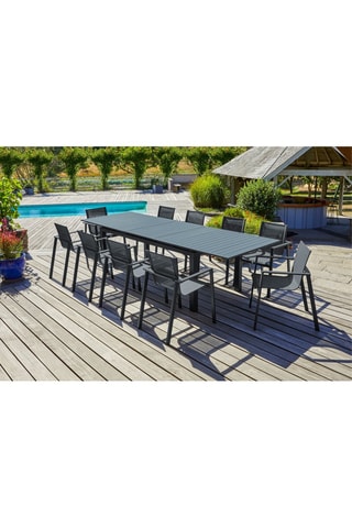 Ensemble de jardin Miami - 10 places - Fauteuils empilables - Table extensible