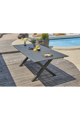 Ensemble de jardin Floride - 6 places - Fauteuils empilables - Table extensible