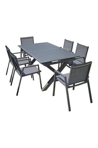 Ensemble de jardin Floride - 6 places - Fauteuils empilables - Table extensible