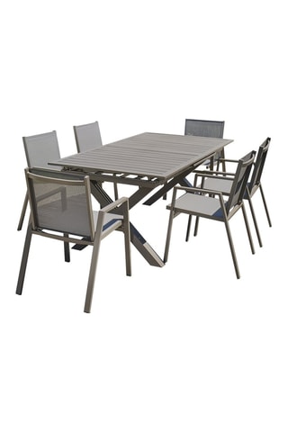 Ensemble de jardin Floride - 6 places - Fauteuils empilables - Table extensible