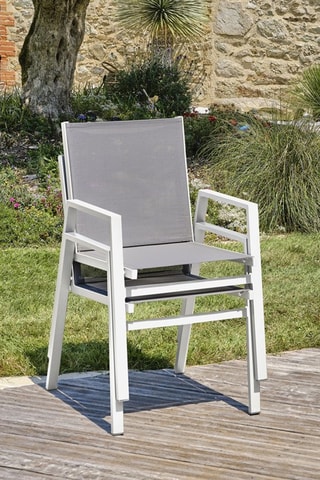 Fauteuil de jardin empilable Floride - Blanc et gris