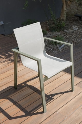 Fauteuil de jardin empilable Miami - Kaki et gris