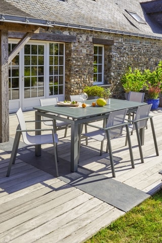 Fauteuil de jardin empilable Miami - Kaki et gris