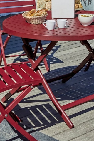 Table de jardin 4 places pliante Marius ronde - 110 x 73 cm