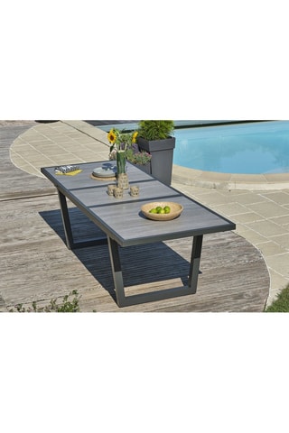 Ensemble de jardin OLHOS - 6 places - Fauteuils empilables - Table extensible