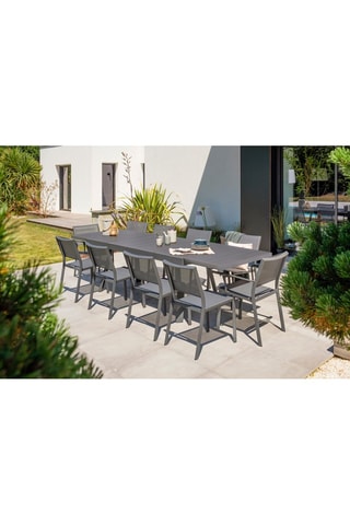 Ensemble de jardin Stockholm - 10 places - Assises empilables - Table extensible