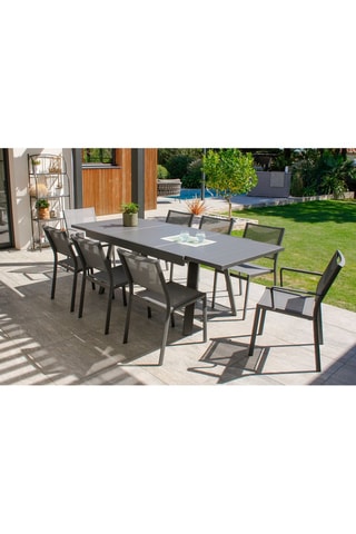 Ensemble de jardin Stockholm - 8 places - Assises empilables - Table extensible