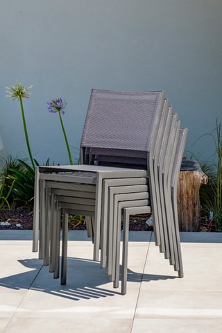Ensemble de jardin Stockholm - 8 places - Assises empilables - Table extensible