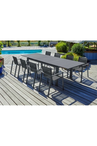 Ensemble de jardin Miami - 8 places - Fauteuils empilables - Table extensible